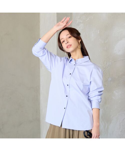 Liliane Burty ECLAT（Sサイズ） / リリアンビューティ エクラ シャツ・ブラウス | 【洗える】接触冷感・UVカットブラウス（ライトブルー）