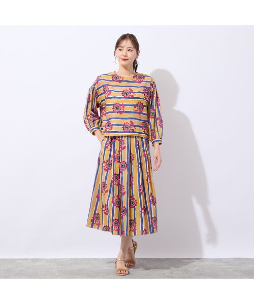 Liliane Burty ECLAT（Sサイズ） / リリアンビューティ エクラ シャツ・ブラウス | 【洗える/セットアップ対応】リバティ　ストライプフラワーブラウス | 詳細2