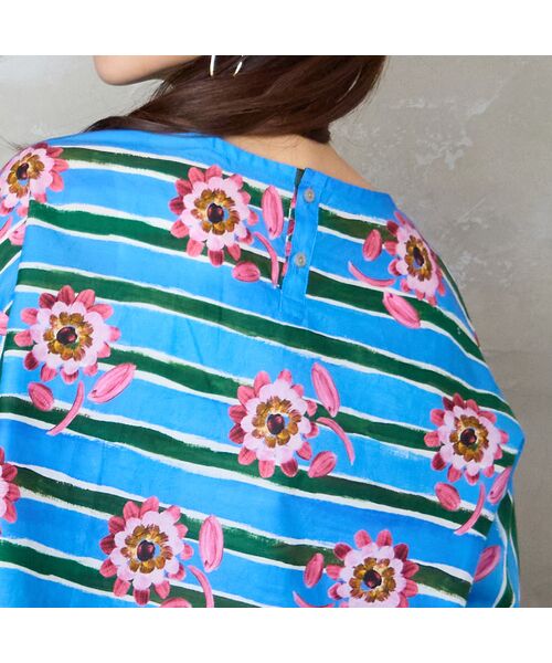 Liliane Burty ECLAT（Sサイズ） / リリアンビューティ エクラ シャツ・ブラウス | 【洗える/セットアップ対応】リバティ　ストライプフラワーブラウス | 詳細15