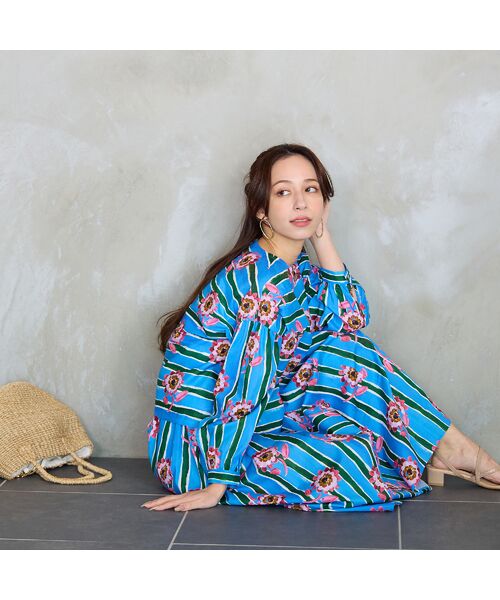 Liliane Burty ECLAT（Sサイズ） / リリアンビューティ エクラ シャツ・ブラウス | 【洗える/セットアップ対応】リバティ　ストライプフラワーブラウス | 詳細9