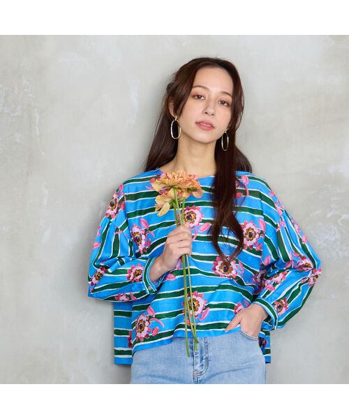 Liliane Burty ECLAT（Sサイズ） / リリアンビューティ エクラ シャツ・ブラウス | 【洗える/セットアップ対応】リバティ　ストライプフラワーブラウス | 詳細11