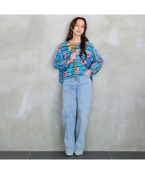 Liliane Burty ECLAT（Sサイズ） / リリアンビューティ エクラ シャツ・ブラウス | 【洗える/セットアップ対応】リバティ　ストライプフラワーブラウス | 詳細13