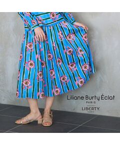 Liliane Burty ECLAT（Sサイズ） / リリアンビューティ エクラ ミニ・ひざ丈スカート | 【洗える/セットアップ対応】リバティ　ストライプフラワースカート