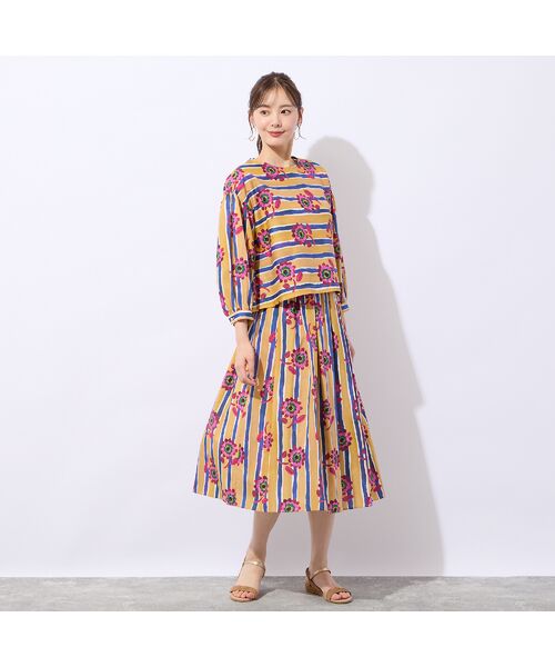 Liliane Burty ECLAT（Sサイズ） / リリアンビューティ エクラ ミニ・ひざ丈スカート | 【洗える/セットアップ対応】リバティ　ストライプフラワースカート | 詳細10