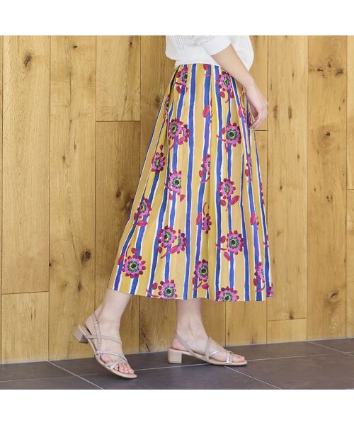 Liliane Burty ECLAT（Sサイズ） / リリアンビューティ エクラ ミニ・ひざ丈スカート | 【洗える/セットアップ対応】リバティ　ストライプフラワースカート | 詳細2