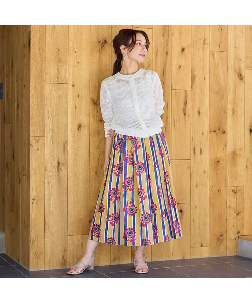 Liliane Burty ECLAT（Sサイズ） / リリアンビューティ エクラ ミニ・ひざ丈スカート | 【洗える/セットアップ対応】リバティ　ストライプフラワースカート | 詳細3