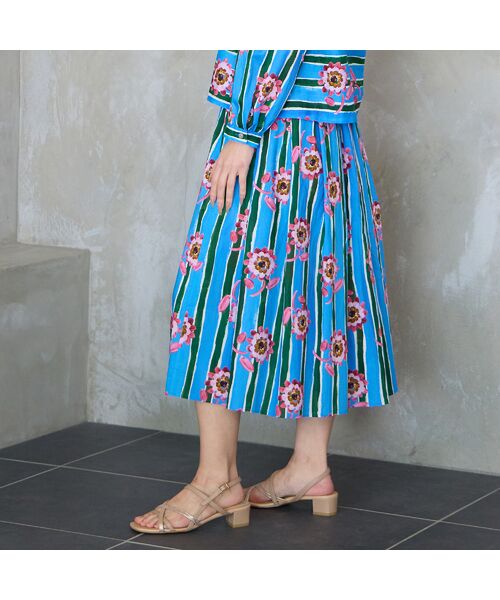 Liliane Burty ECLAT（Sサイズ） / リリアンビューティ エクラ ミニ・ひざ丈スカート | 【洗える/セットアップ対応】リバティ　ストライプフラワースカート | 詳細12