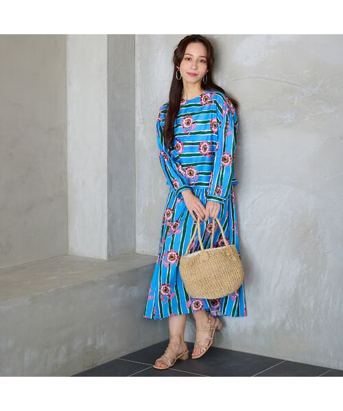 Liliane Burty ECLAT（Sサイズ） / リリアンビューティ エクラ ミニ・ひざ丈スカート | 【洗える/セットアップ対応】リバティ　ストライプフラワースカート | 詳細13