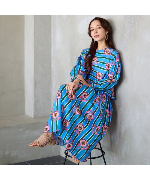 Liliane Burty ECLAT（Sサイズ） / リリアンビューティ エクラ ミニ・ひざ丈スカート | 【洗える/セットアップ対応】リバティ　ストライプフラワースカート | 詳細14