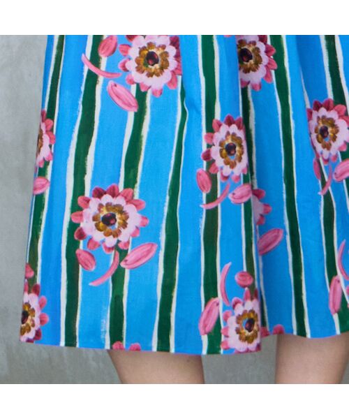 Liliane Burty ECLAT（Sサイズ） / リリアンビューティ エクラ ミニ・ひざ丈スカート | 【洗える/セットアップ対応】リバティ　ストライプフラワースカート | 詳細17