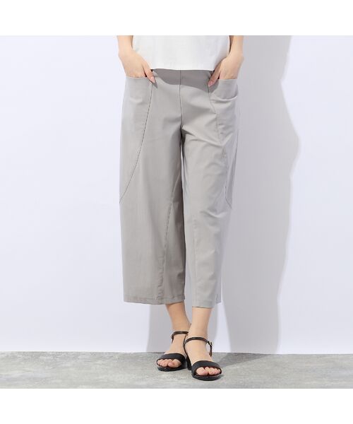 Liliane Burty ECLAT（Sサイズ） / リリアンビューティ エクラ ショート・ハーフ・半端丈パンツ | 【洗える・37.5テクノロジー】オールゴムパンツ（ライトグレー）