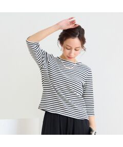 Liliane Burty ECLAT（Sサイズ） / リリアンビューティ エクラ カットソー | 【洗える】コットンリブボーダーTシャツ