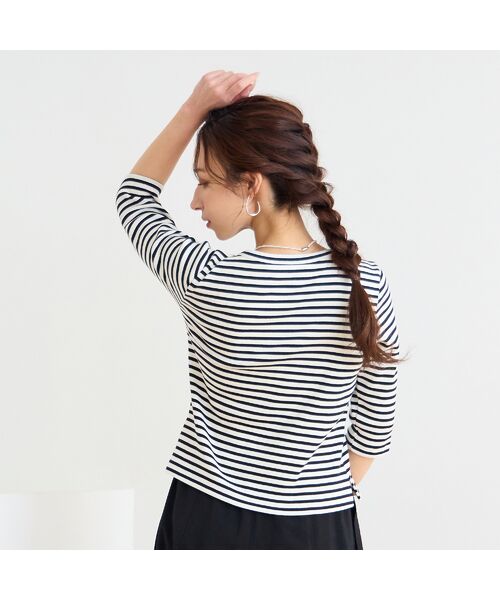 Liliane Burty ECLAT（Sサイズ） / リリアンビューティ エクラ カットソー | 【洗える】コットンリブボーダーTシャツ | 詳細6