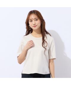 Liliane Burty ECLAT（Sサイズ） / リリアンビューティ エクラ カットソー | 【洗える】接触冷感衿ステッチTシャツ