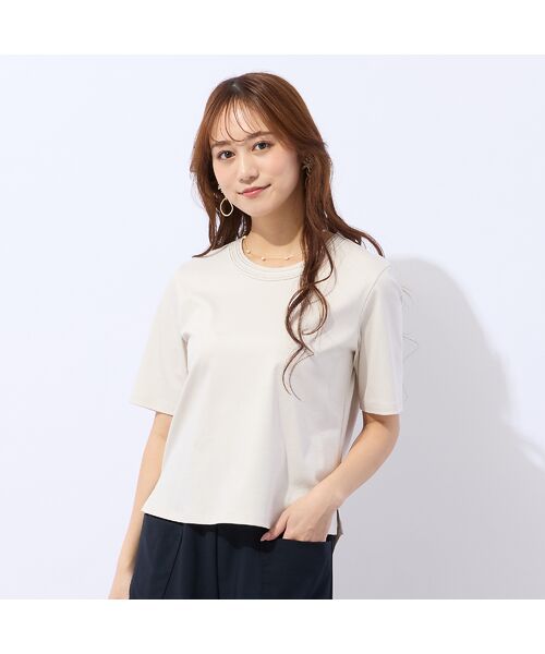 Liliane Burty ECLAT（Sサイズ） / リリアンビューティ エクラ カットソー | 【洗える】接触冷感衿ステッチTシャツ | 詳細1