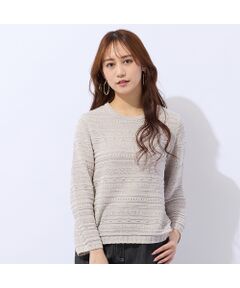 Liliane Burty ECLAT（Sサイズ） / リリアンビューティ エクラ ニット・セーター | 綿混ボーダー編地変化ニット