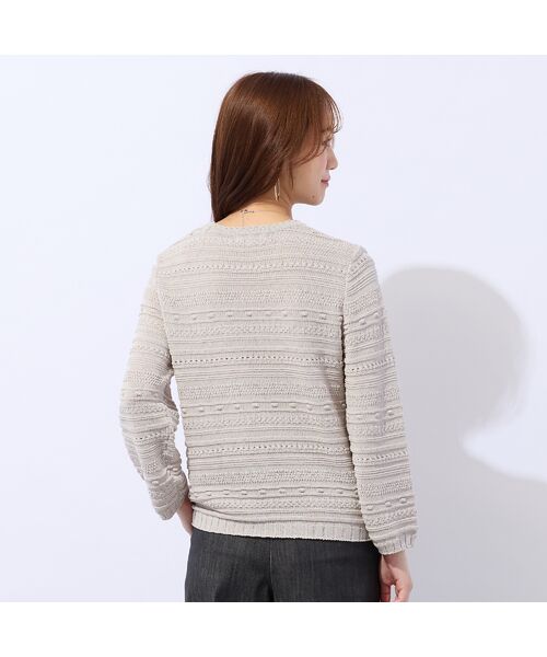 Liliane Burty ECLAT（Sサイズ） / リリアンビューティ エクラ ニット・セーター | 綿混ボーダー編地変化ニット | 詳細3