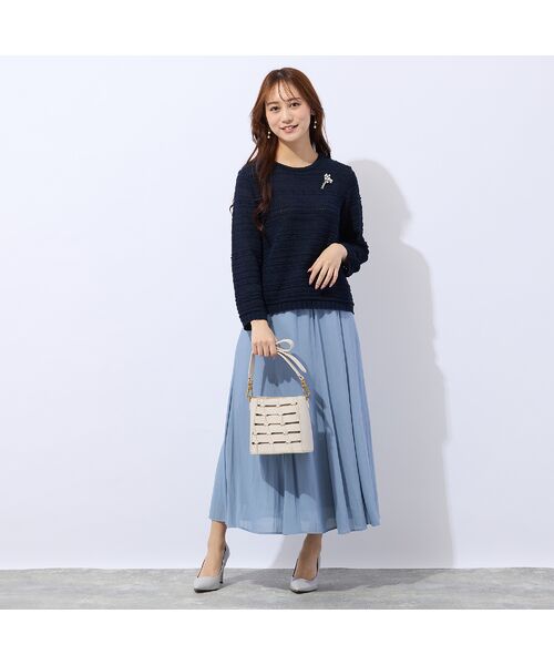 Liliane Burty ECLAT（Sサイズ） / リリアンビューティ エクラ ニット・セーター | 綿混ボーダー編地変化ニット | 詳細8