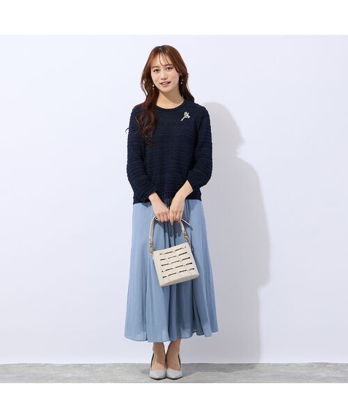 Liliane Burty ECLAT（Sサイズ） / リリアンビューティ エクラ ニット・セーター | 綿混ボーダー編地変化ニット | 詳細9