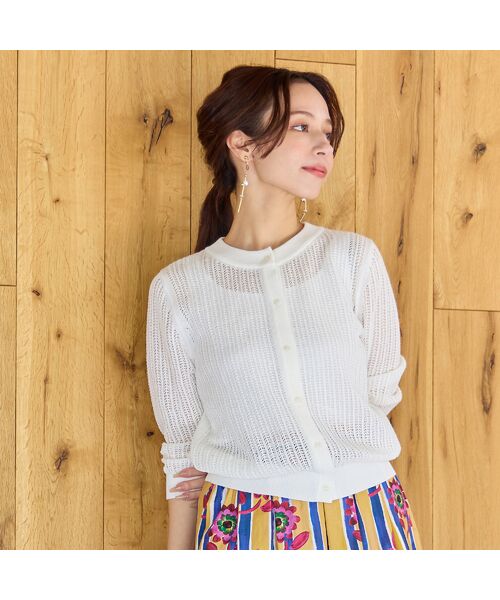 Liliane Burty ECLAT（Sサイズ） / リリアンビューティ エクラ カーディガン・ボレロ | 【洗える】透かし編みニットカーディガン | 詳細3