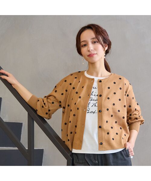 Liliane Burty ECLAT（Sサイズ） / リリアンビューティ エクラ カーディガン・ボレロ | 【洗える】ドットプリントカーディガン | 詳細1