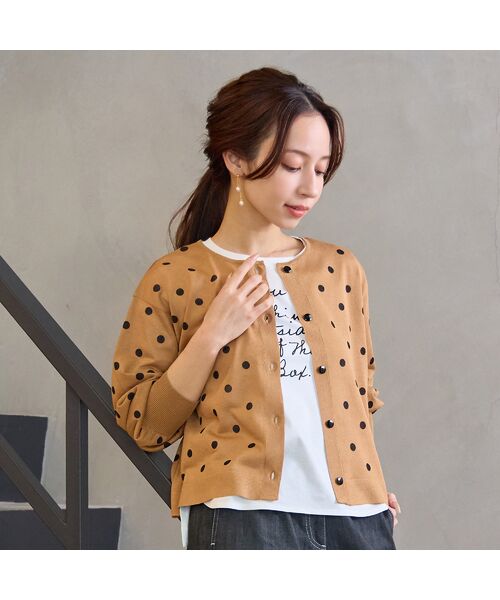 Liliane Burty ECLAT（Sサイズ） / リリアンビューティ エクラ カーディガン・ボレロ | 【洗える】ドットプリントカーディガン | 詳細2