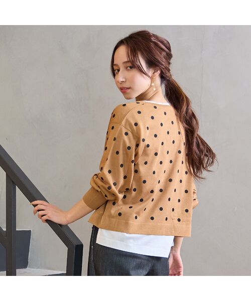 Liliane Burty ECLAT（Sサイズ） / リリアンビューティ エクラ カーディガン・ボレロ | 【洗える】ドットプリントカーディガン | 詳細3