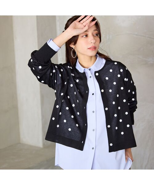 Liliane Burty ECLAT（Sサイズ） / リリアンビューティ エクラ カーディガン・ボレロ | 【洗える】ドットプリントカーディガン | 詳細10