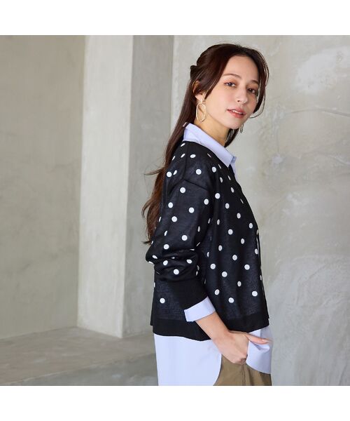 Liliane Burty ECLAT（Sサイズ） / リリアンビューティ エクラ カーディガン・ボレロ | 【洗える】ドットプリントカーディガン | 詳細12