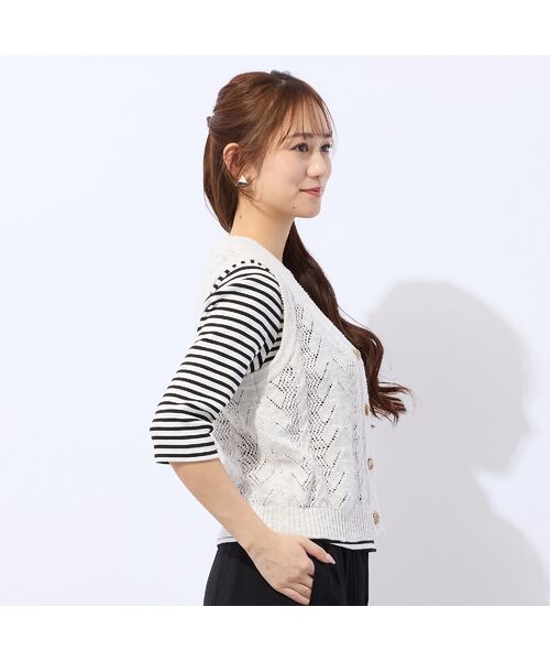 Liliane Burty ECLAT（Sサイズ） / リリアンビューティ エクラ ベスト | 前開きＶネックニットベスト | 詳細4