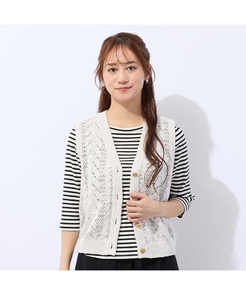 Liliane Burty ECLAT（Sサイズ） / リリアンビューティ エクラ ベスト | 前開きＶネックニットベスト（ライトグレー）