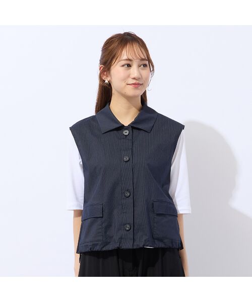 Liliane Burty ECLAT（Sサイズ） / リリアンビューティ エクラ ベスト | 【洗える】ナイロンストライプベスト | 詳細2