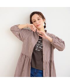 Liliane Burty ECLAT（Sサイズ） / リリアンビューティ エクラ ミニ丈・ひざ丈ワンピース | 【洗える】ギンガムチェックバンドカラーシャツワンピ