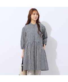 Liliane Burty ECLAT（Sサイズ） / リリアンビューティ エクラ ミニ丈・ひざ丈ワンピース | 【洗える】ギンガムチェックバンドカラーシャツワンピ