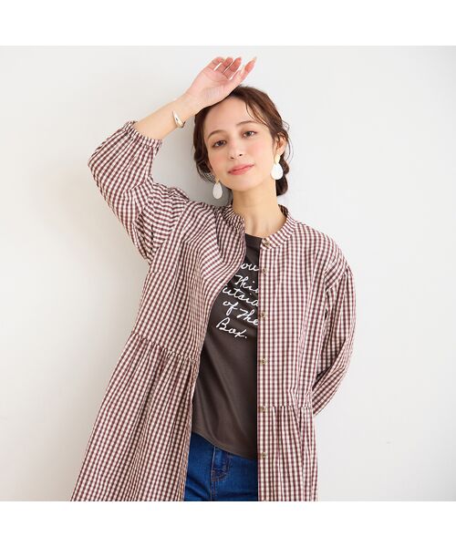 Liliane Burty ECLAT（Sサイズ） / リリアンビューティ エクラ ミニ丈・ひざ丈ワンピース | 【洗える】ギンガムチェックバンドカラーシャツワンピ | 詳細1