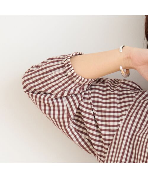 Liliane Burty ECLAT（Sサイズ） / リリアンビューティ エクラ ミニ丈・ひざ丈ワンピース | 【洗える】ギンガムチェックバンドカラーシャツワンピ | 詳細10