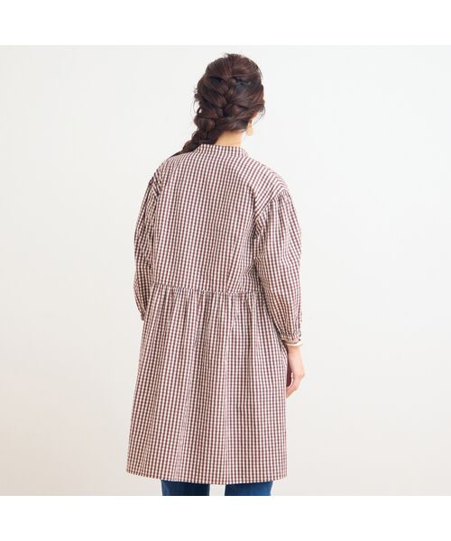 Liliane Burty ECLAT（Sサイズ） / リリアンビューティ エクラ ミニ丈・ひざ丈ワンピース | 【洗える】ギンガムチェックバンドカラーシャツワンピ | 詳細6