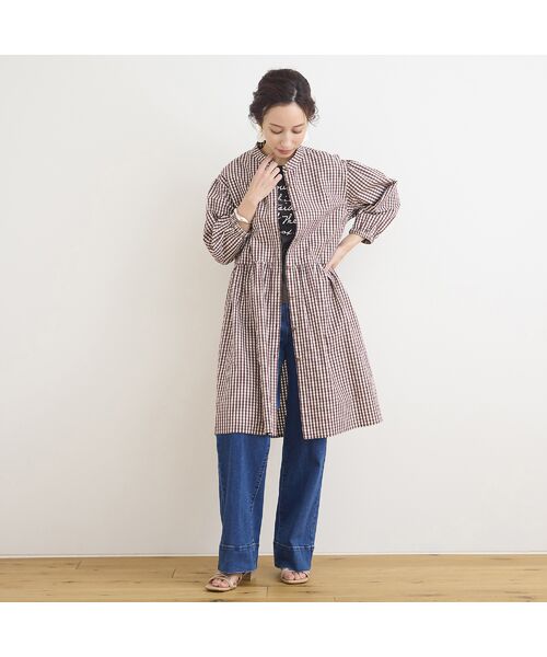 Liliane Burty ECLAT（Sサイズ） / リリアンビューティ エクラ ミニ丈・ひざ丈ワンピース | 【洗える】ギンガムチェックバンドカラーシャツワンピ | 詳細8