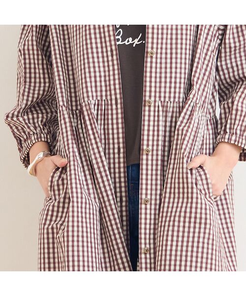 Liliane Burty ECLAT（Sサイズ） / リリアンビューティ エクラ ミニ丈・ひざ丈ワンピース | 【洗える】ギンガムチェックバンドカラーシャツワンピ | 詳細9