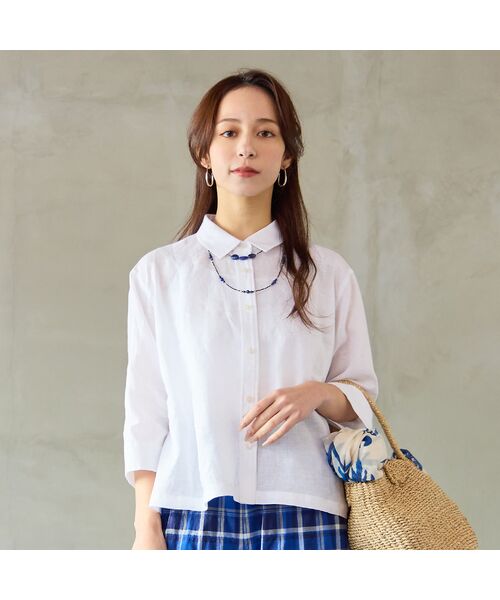 Liliane Burty ECLAT（Sサイズ） / リリアンビューティ エクラ シャツ・ブラウス | 【洗える】リネン100％ブラウス | 詳細1