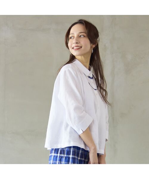 Liliane Burty ECLAT（Sサイズ） / リリアンビューティ エクラ シャツ・ブラウス | 【洗える】リネン100％ブラウス | 詳細2