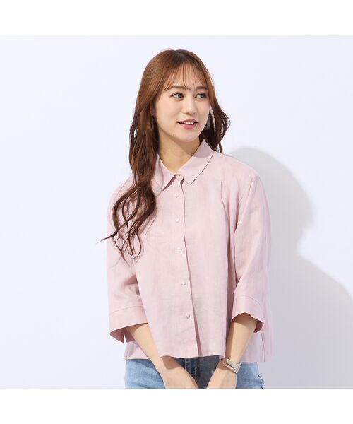 Liliane Burty ECLAT（Sサイズ） / リリアンビューティ エクラ シャツ・ブラウス | 【洗える】リネン100％ブラウス（パステルピンク）