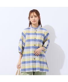 Liliane Burty ECLAT（Sサイズ） / リリアンビューティ エクラ シャツ・ブラウス | 【洗える】コットンブロックチェックブラウス