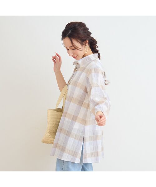 Liliane Burty ECLAT（Sサイズ） / リリアンビューティ エクラ シャツ・ブラウス | 【洗える】コットンブロックチェックブラウス | 詳細2