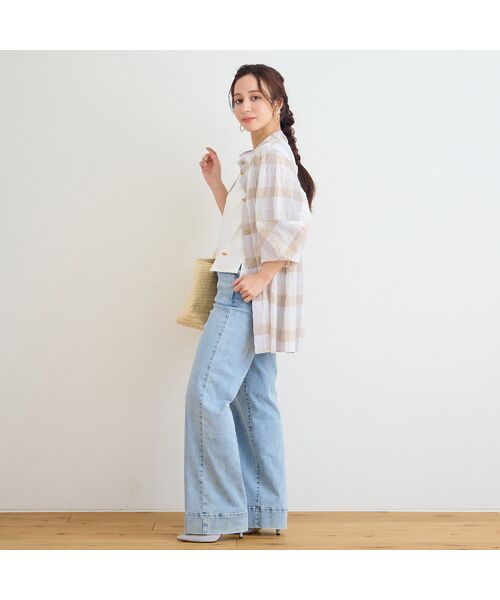 Liliane Burty ECLAT（Sサイズ） / リリアンビューティ エクラ シャツ・ブラウス | 【洗える】コットンブロックチェックブラウス | 詳細5