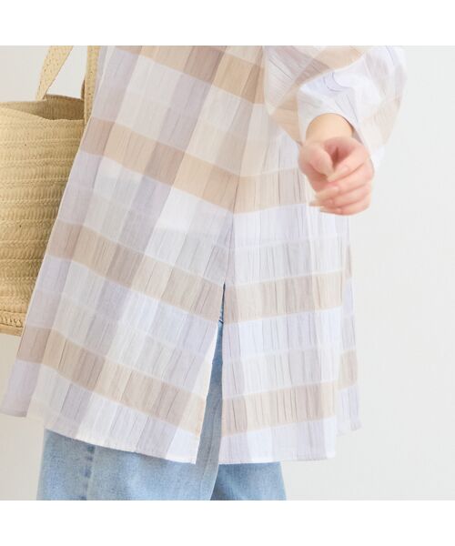 Liliane Burty ECLAT（Sサイズ） / リリアンビューティ エクラ シャツ・ブラウス | 【洗える】コットンブロックチェックブラウス | 詳細7