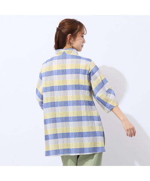 Liliane Burty ECLAT（Sサイズ） / リリアンビューティ エクラ シャツ・ブラウス | 【洗える】コットンブロックチェックブラウス | 詳細10