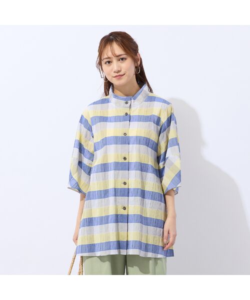Liliane Burty ECLAT（Sサイズ） / リリアンビューティ エクラ シャツ・ブラウス | 【洗える】コットンブロックチェックブラウス | 詳細12