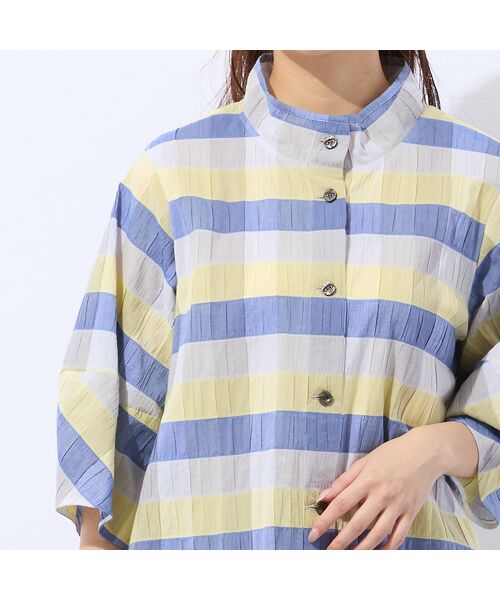 Liliane Burty ECLAT（Sサイズ） / リリアンビューティ エクラ シャツ・ブラウス | 【洗える】コットンブロックチェックブラウス | 詳細13