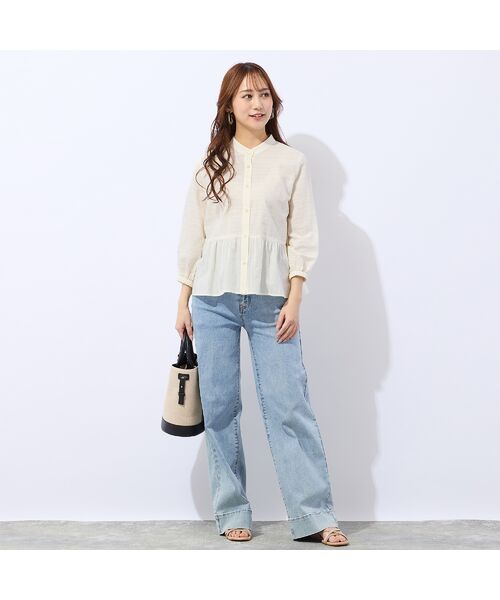 Liliane Burty ECLAT（Sサイズ） / リリアンビューティ エクラ シャツ・ブラウス | 【洗える】播州織カラミレースブラウス | 詳細1